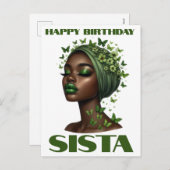 ハッピーバースデーシエスタブラックガール魔法メラニンシス シーズンポストカード (正面/裏面)