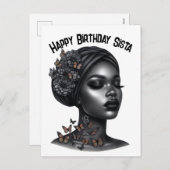 ハッピーバースデーシエスタブラックガール魔法メラニン女王 シーズンポストカード (正面/裏面)