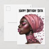 ハッピーバースデーシエスタブラックガール魔法メラニン女王 シーズンポストカード (正面/裏面)