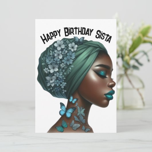 ハッピーバースデーシエスタブラックガール魔法メラニン女王 招待状 (スタンド正面)