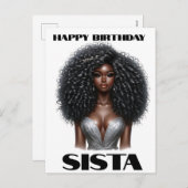 ハッピーバースデーシエスタブラック女性メラニンクイーンズ シーズンポストカード (正面/裏面)