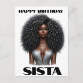 ハッピーバースデーシエスタブラック女性メラニンクイーンズ シーズンポストカード (正面)