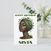 ハッピーバースデーシエスタブラック女性メラニンクイーンズ シーズンポストカード (スタンド正面)