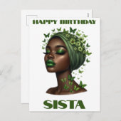ハッピーバースデーシエスタブラック女性メラニンクイーンズ シーズンポストカード (正面/裏面)