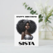 ハッピーバースデーシエスタブラック女性メラニンクイーンズ シーズンポストカード (スタンド正面)