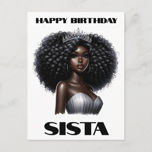 ハッピーバースデーシエスタブラック女性メラニンクイーンズ シーズンポストカード (正面)