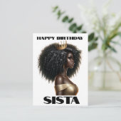 ハッピーバースデーシエスタブラック女性メラニンクイーンズ シーズンポストカード (スタンド正面)