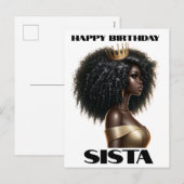 ハッピーバースデーシエスタブラック女性メラニンクイーンズ シーズンポストカード (正面/裏面)