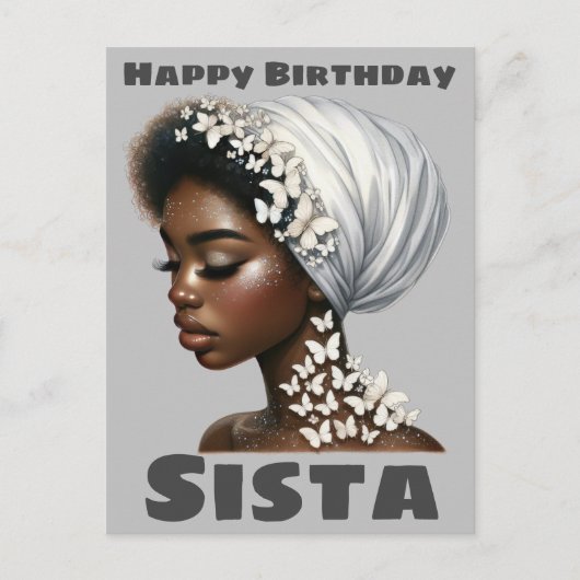 ハッピーバースデーシスタブラックガール魔法メラニンラブ シーズンポストカード (正面)