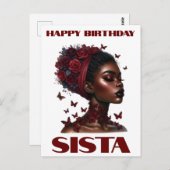 ハッピーバースデーシスタブラックガール魔法メラニンラブ ポストカード (正面/裏面)