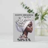 ハッピーバースデーシスタブラックガール魔法メラニンラブ ポストカード (スタンド正面)