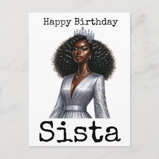 ハッピーバースデーシスタメラニンウィメンブラックウィメンズシス シーズンポストカード (正面)