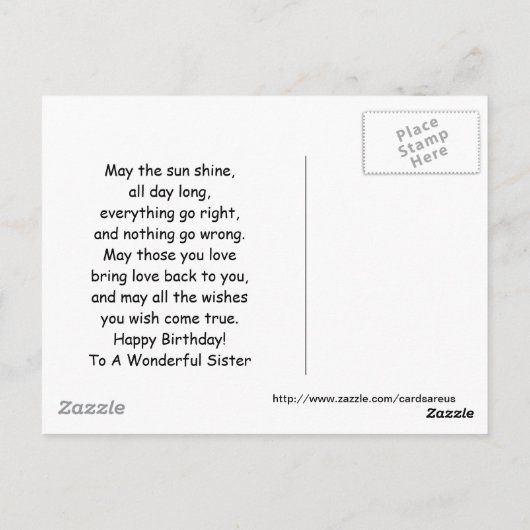 ハッピーバースデーシスターサンアンドフラワー ポストカード (裏面)