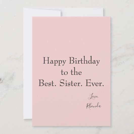 ハッピーバースデーシスターピンクの写真 カード (裏面)