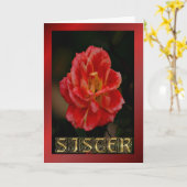 ハッピーバースデーシスターレッドローズ誕生日の願い カード (黄色い花)