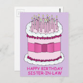 ハッピーバースデーシスター・イン・ロー・マンガ・ケーキ ポストカード (正面/裏面)