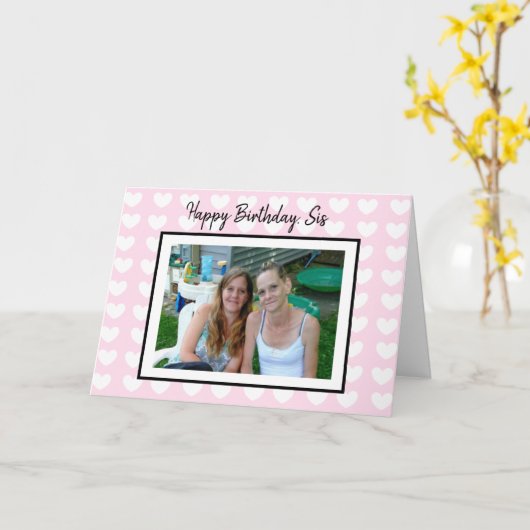 ハッピーバースデーシス、パーソナライズされた写真誕生日 カード (黄色い花)