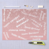 ハッピーバースデーシックバラ金ゴールドグリッターピンク 薄葉紙 (クラフト)