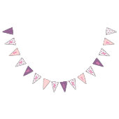 ハッピーバースデーシックパープルアイリス水玉模様 バンティングフラッグ (全)