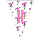 ハッピーバースデーシックパープルアイリス水玉模様 バンティングフラッグ (第2の旗)