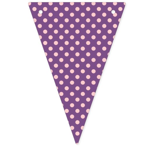 ハッピーバースデーシックパープルアイリス水玉模様 バンティングフラッグ (第1の旗)
