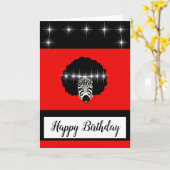 ハッピーバースデーシャインゼブラ黒髪 カード (黄色い花)