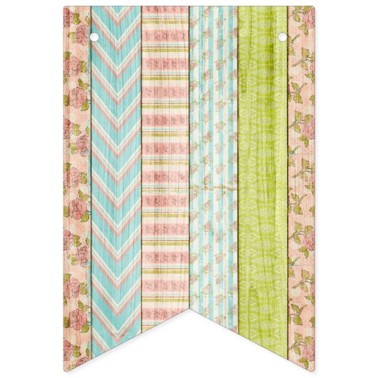 ハッピーバースデーシャビーコテージシックパーティーデコール バンティングフラッグ (第1の旗)