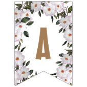 ハッピーバースデーシャビーシックホワイトローズ バンティングフラッグ (第3の旗)