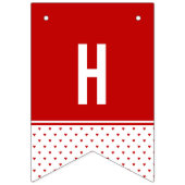 ハッピーバースデーシャビーシック赤白ハートパターン バンティングフラッグ (第2の旗)