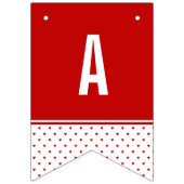 ハッピーバースデーシャビーシック赤白ハートパターン バンティングフラッグ (第3の旗)