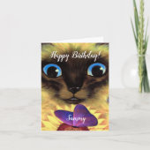 ハッピーバースデーシャムキャット名前をカスタムするズ カード (正面)