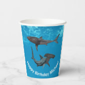 ハッピーバースデーシャーク素晴らしホワイトハンマーヘッド 紙コップ (裏面)