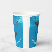 ハッピーバースデーシャーク素晴らしホワイトハンマーヘッド 紙コップ (右)