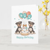 ハッピーバースデーシュナウザードッグ カード (黄色い花)