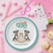 ハッピーバースデーシュナウザードッグ ペーパープレート (パーティー)