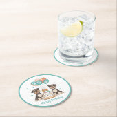 ハッピーバースデーシュナウザードッグ ラウンドペーパーコースター (インサイチュ)