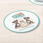 ハッピーバースデーシュナウザードッグ ラウンドペーパーコースター (アングル)