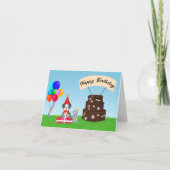 ハッピーバースデーシュナウザー付お誕生日ケーキ カード (正面)