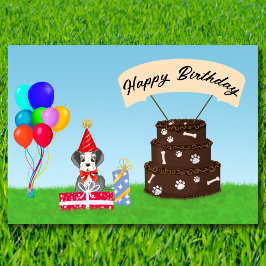 ハッピーバースデーシュナウザー付お誕生日ケーキ カード