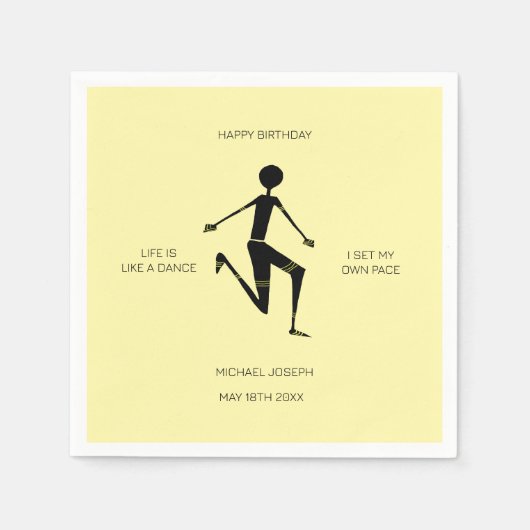 ハッピーバースデーシルエットケニアアスリート スタンダードカクテルナプキン (正面)