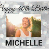 ハッピーバースデーシルバー写真任意の年カスタム間 横断幕