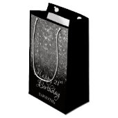 ハッピーバースデーシルバー&ブラックグリッターany Age スモールペーパーバッグ (正面アングル)