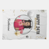 ハッピーバースデーシンプルカスタムフォトギフト キッチンタオル (横)