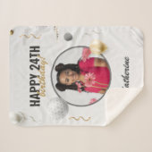 ハッピーバースデーシンプルカスタムフォトギフト シェルパブランケット (正面(横))