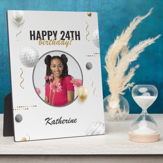 ハッピーバースデーシンプルカスタムフォトギフト フォトプラーク (側面)