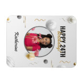 ハッピーバースデーシンプルカスタムフォトギフト マグネット (横)