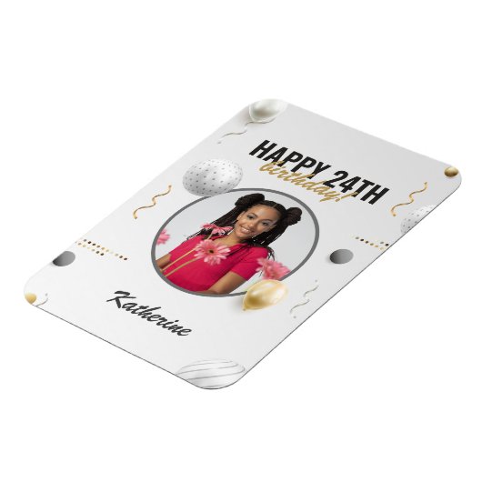 ハッピーバースデーシンプルカスタムフォトギフト マグネット (左側)