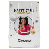 ハッピーバースデーシンプルカスタムフォトギフト ミディアムペーパーバッグ (裏面)