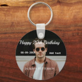 ハッピーバースデーシンプルタ20歳の写真の追加モダン日 キーホルダー (裏面)