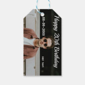 ハッピーバースデーシンプルタ20歳の写真の追加モダン日 ギフトタグ (裏面)